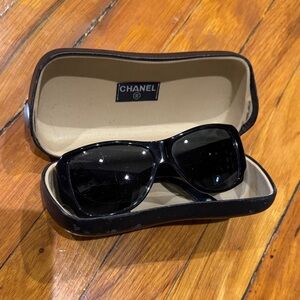 Chanel Glossy Black Sunglasses USED with Case